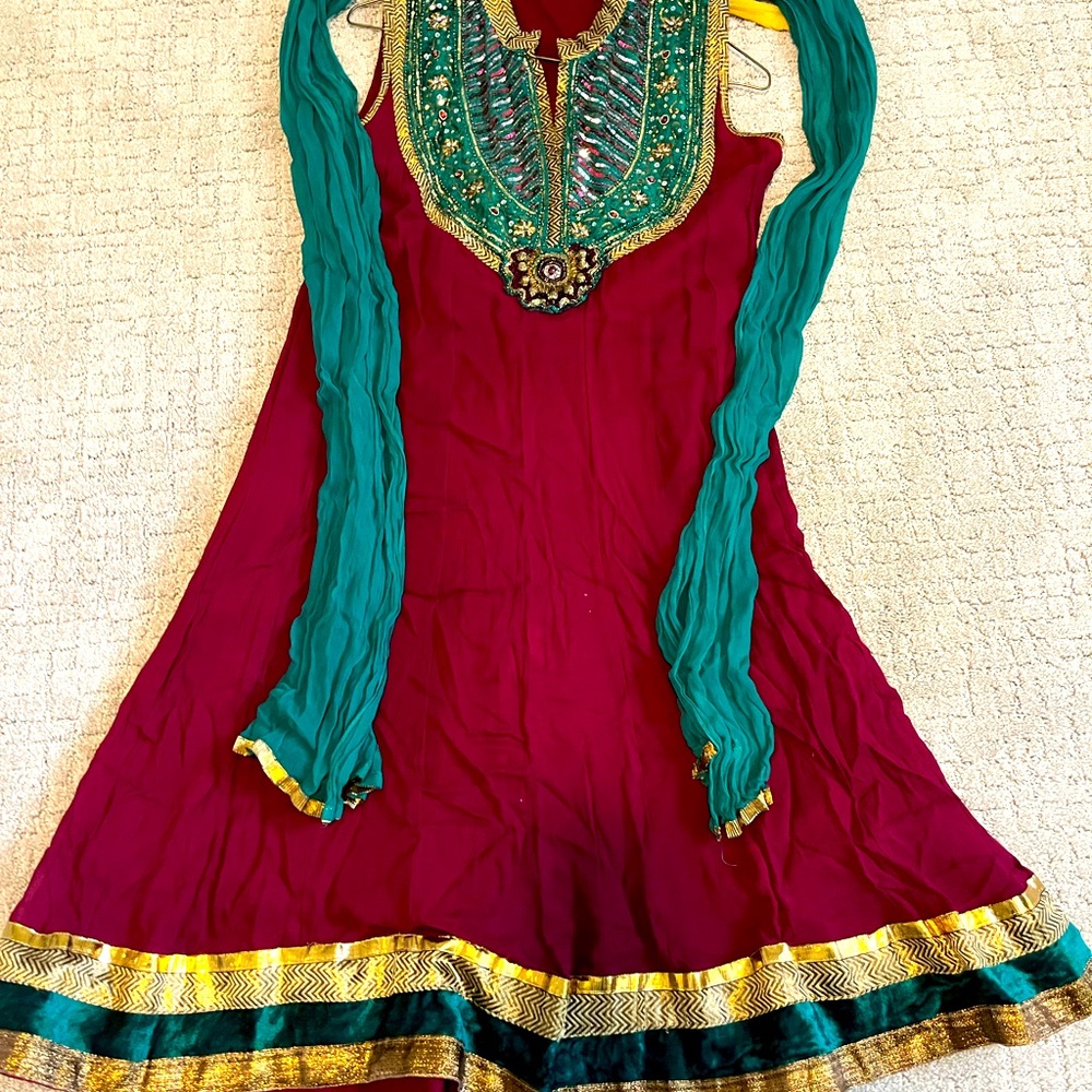 Indian Red, Green, and Gold Salwar